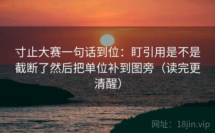 寸止大赛一句话到位：盯引用是不是截断了然后把单位补到图旁（读完更清醒）